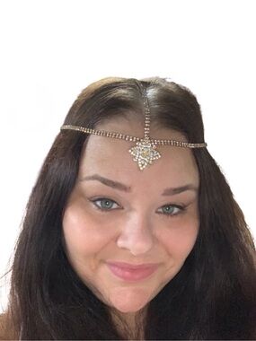 AUTHENTIC LELET NY RHINESTONE GOLD TONE HEAD PIECE